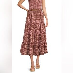 O.P.T Calypso 100% cotton tiered/gathered maxi skirt- size xs